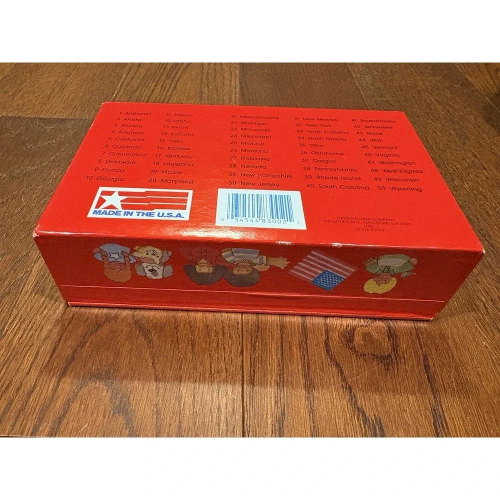 Vintage School Pencil Supply Box Holder United States Map Red